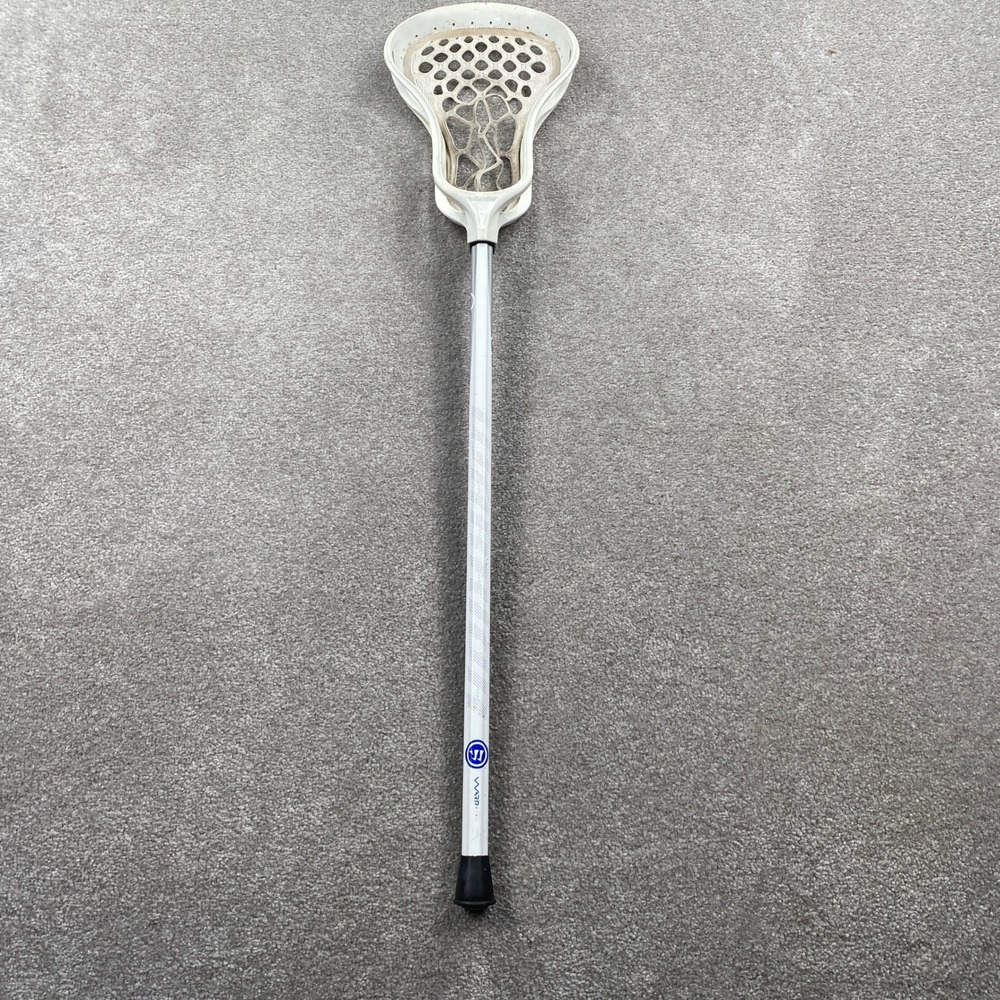 Warrior Warp Mini Lacrosse Stick Youth 34.5" White Blue Evo Complete Stick